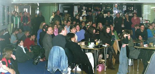 audience and slam poets from Canada at the 2 February 2005 slams, at RADA